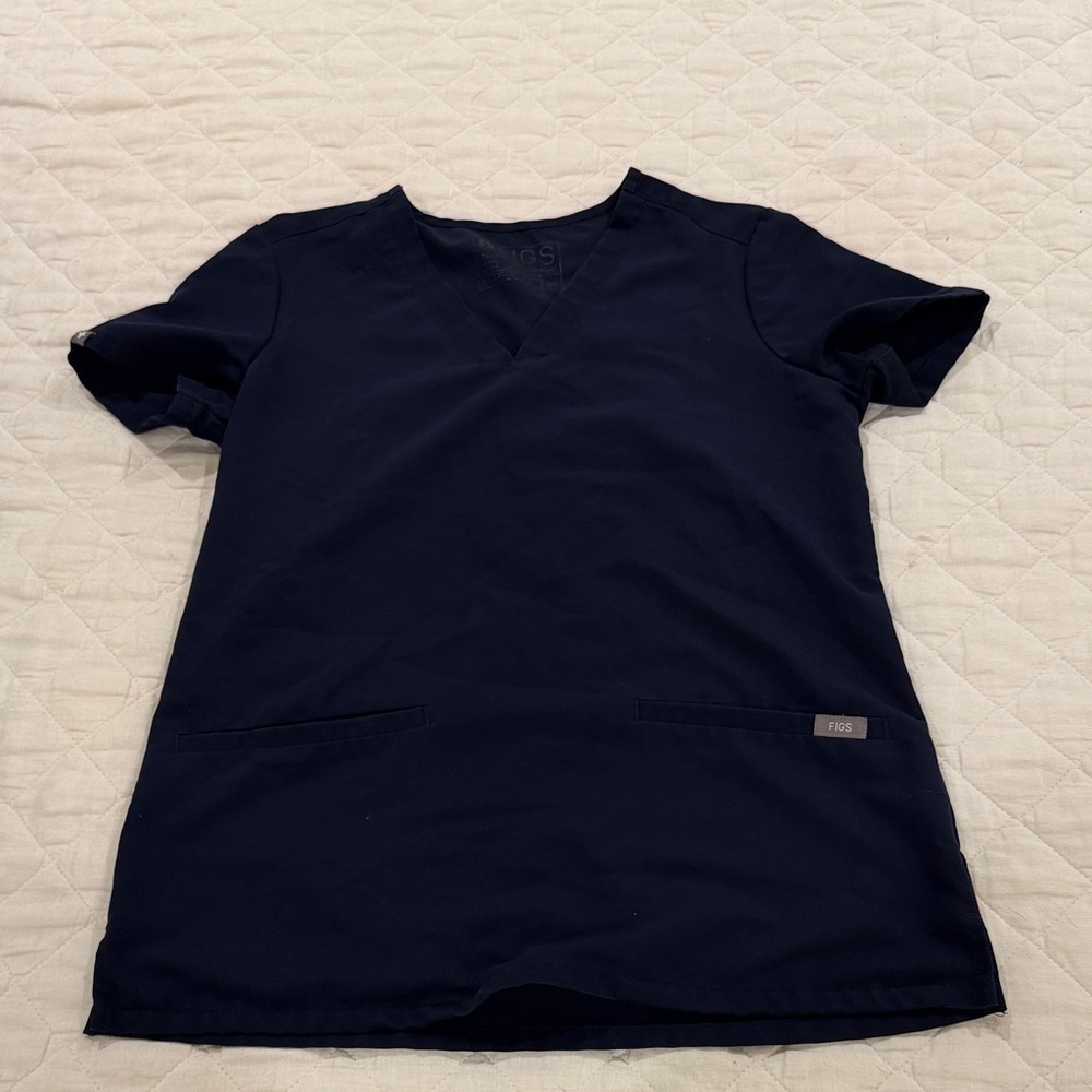 Figs Navy Scrub Top
